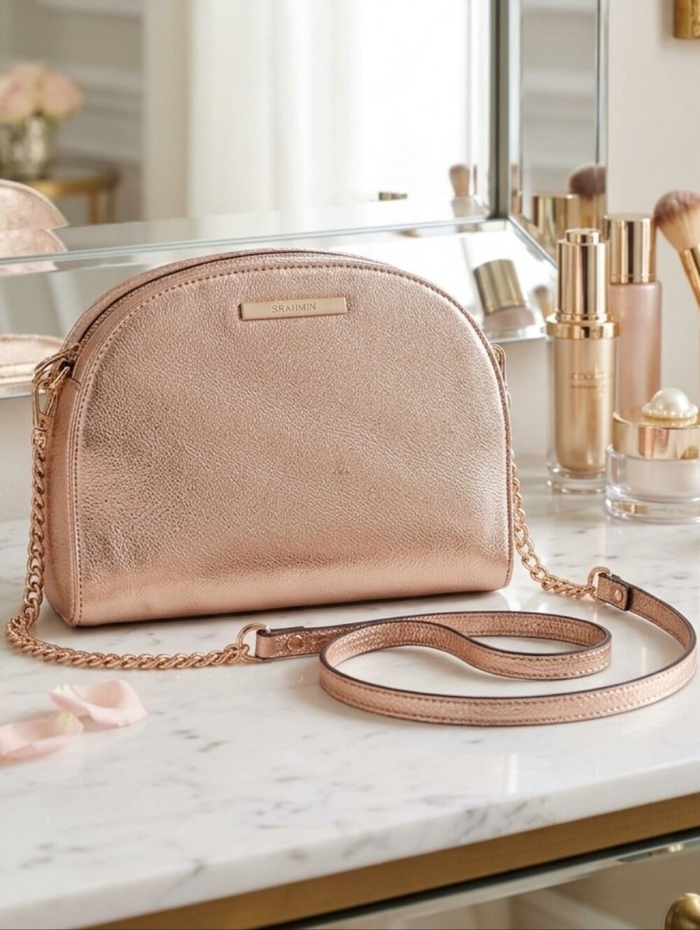 Brahmin Leah Metallic Rose Gold Crossbody Bag - NWT - RARE ✨️